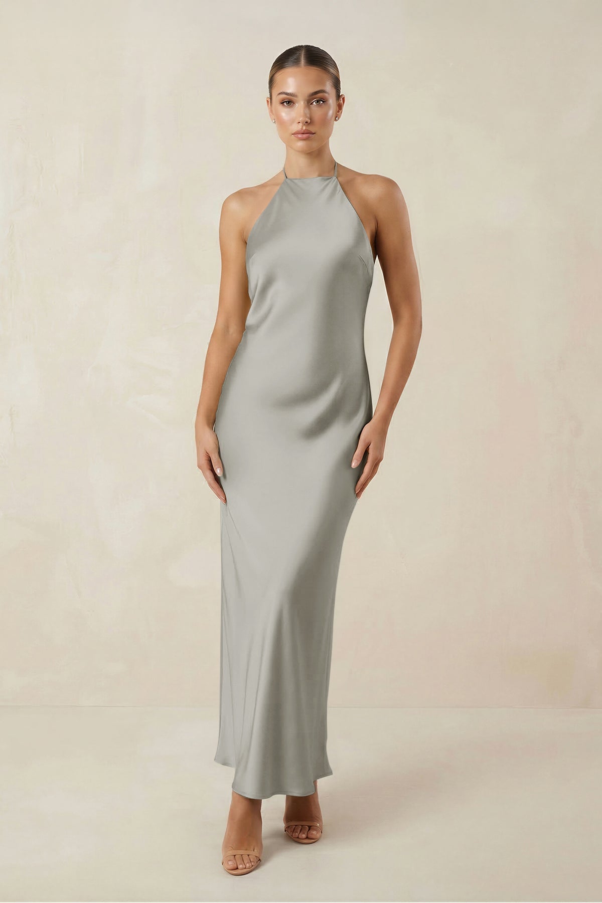 silver satin dress midi Vince