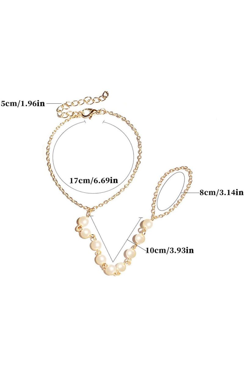Pearl Finger Ring Chain Bracelets - KissProm