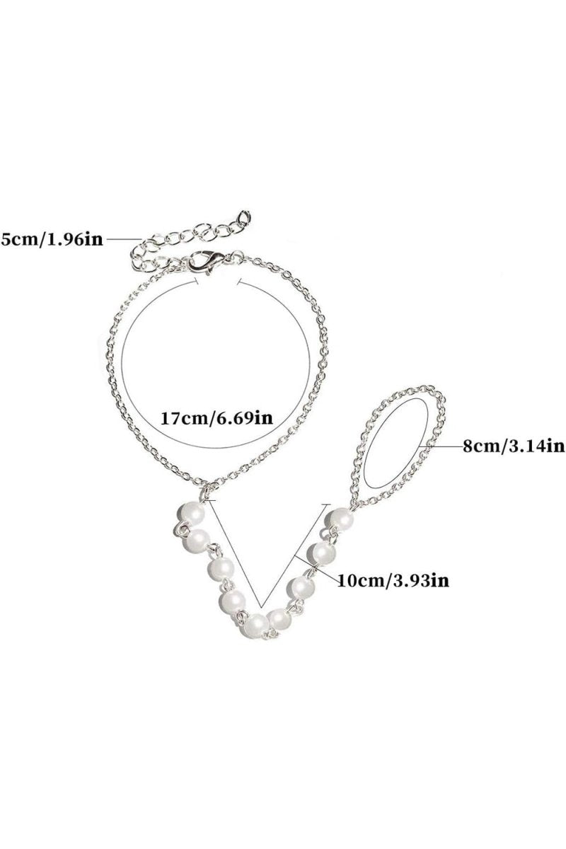 Pearl Finger Ring Chain Bracelets - KissProm