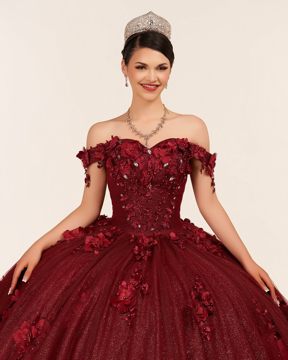 Illa | Ball Gown Organza Sweetheart Burgundy Quinceanera Dress