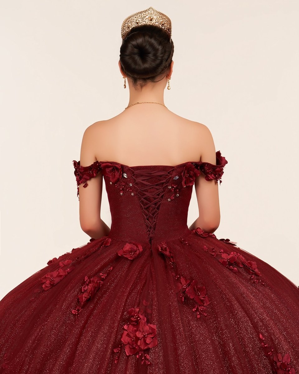 Illa | Ball Gown Organza Sweetheart Burgundy Quinceanera Dress