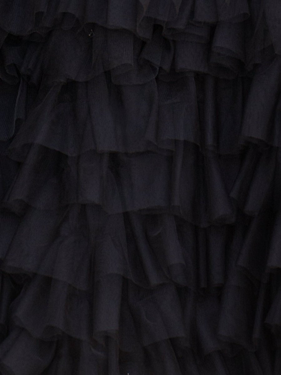 Havannah | Black - Strapless A Line Tiered Tulle Homecoming Dress With Bow