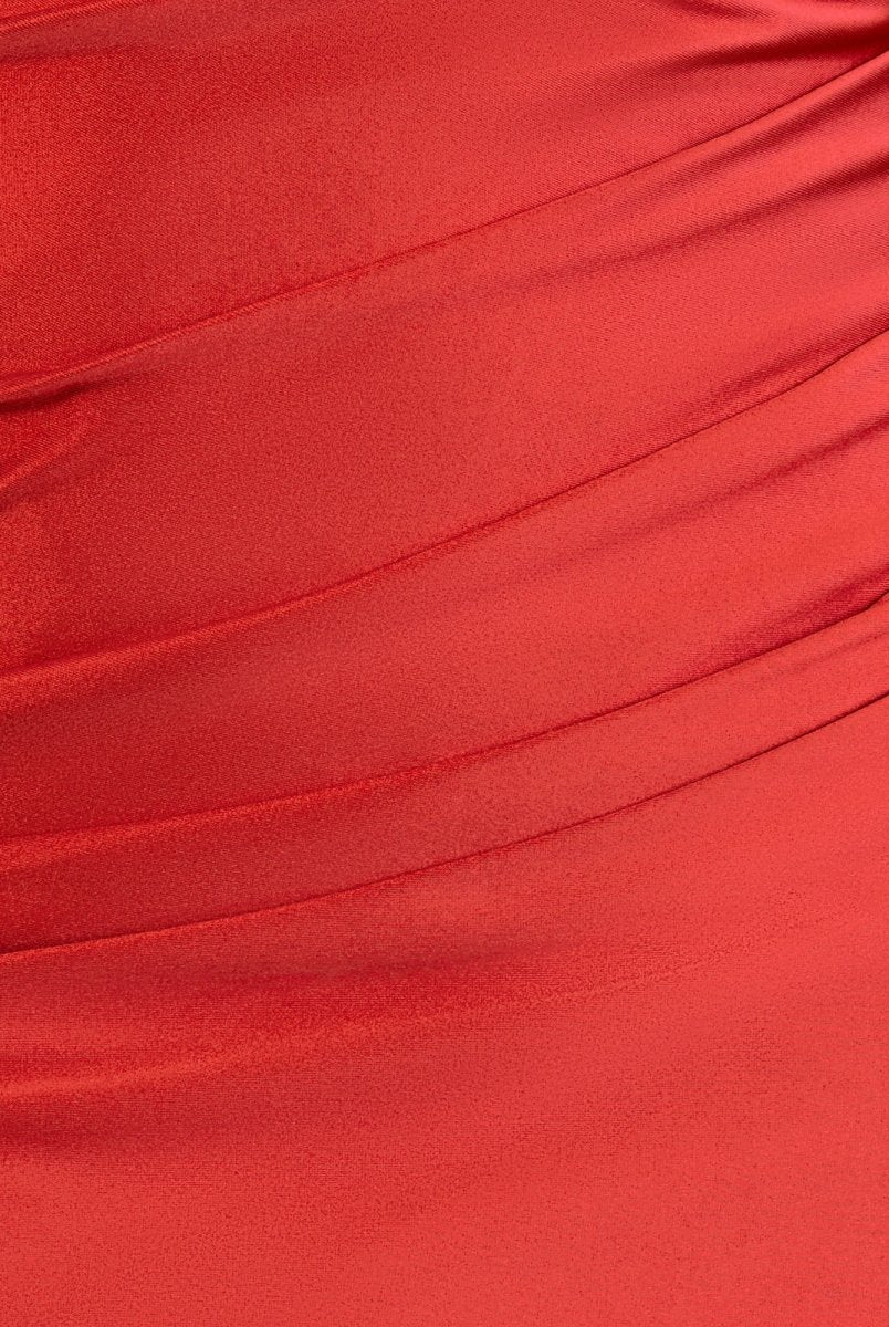 Hazel | Sheath Red One Shoulder Satin Tight Homecoming Dress - KissProm