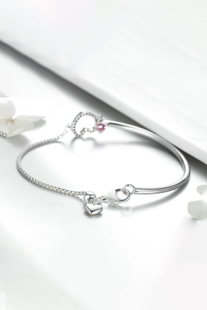 Heart Charm Bracelet in Sterling Silver - KissProm