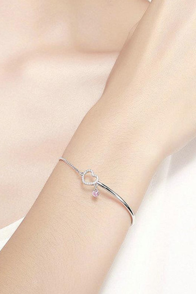 Heart Charm Bracelet in Sterling Silver - KissProm