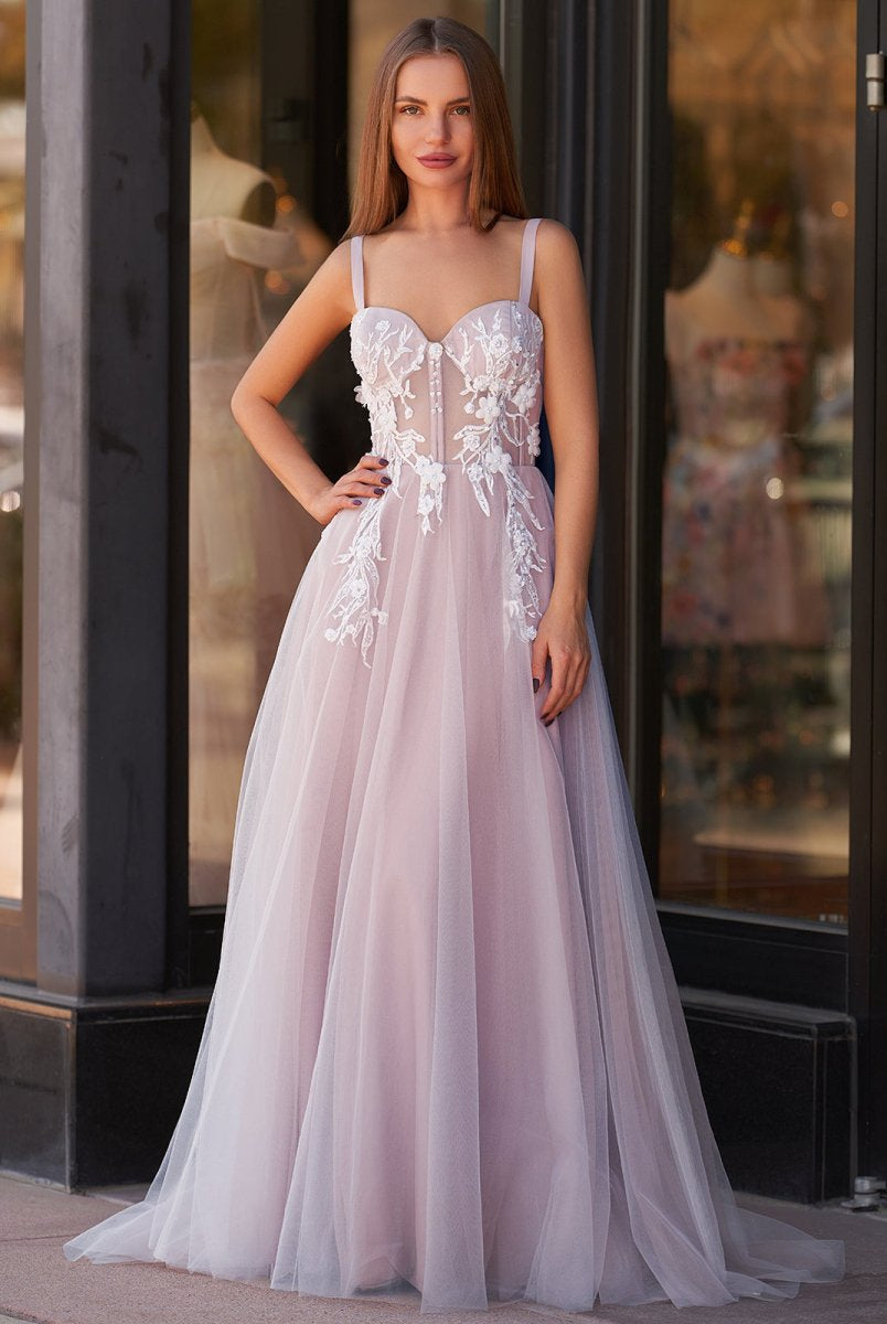 Felicity |Lavender A-line Sweetheart Neckline Tulle Sweep Train Prom Dress
