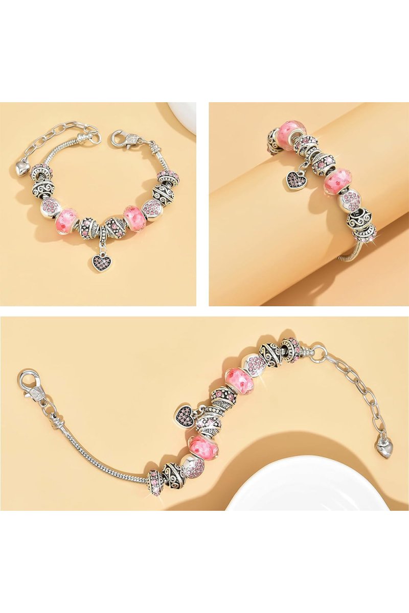 Silver Plated Charm Beaded Bracelets - KissProm