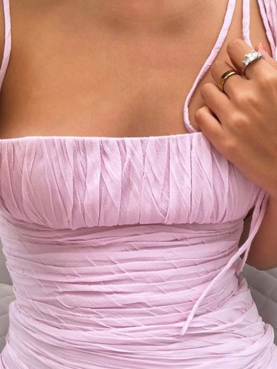 Henry | Mermaid Spaghetti Straps Floor Length Sleeveless Pink Prom Dress - KissProm