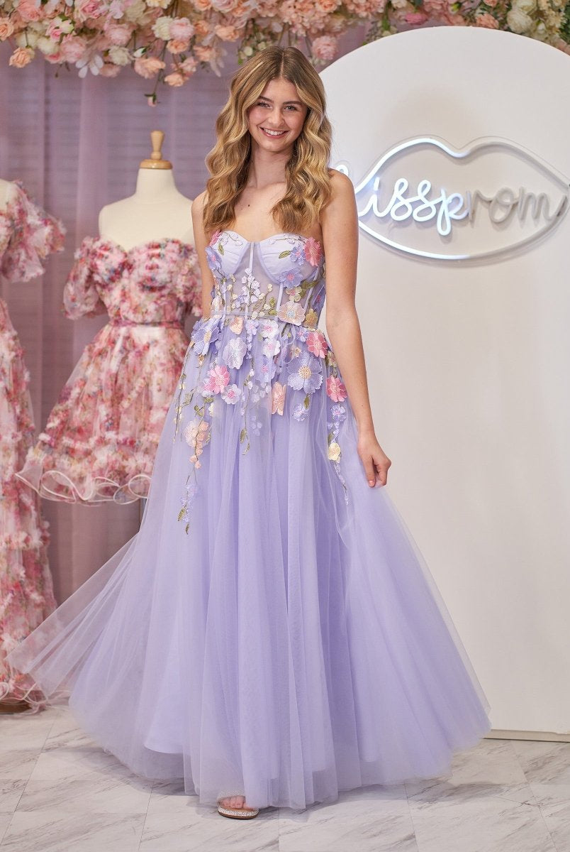 Hope |A-Line Strapless Tulle Homecoming Dress With 3D Flowers