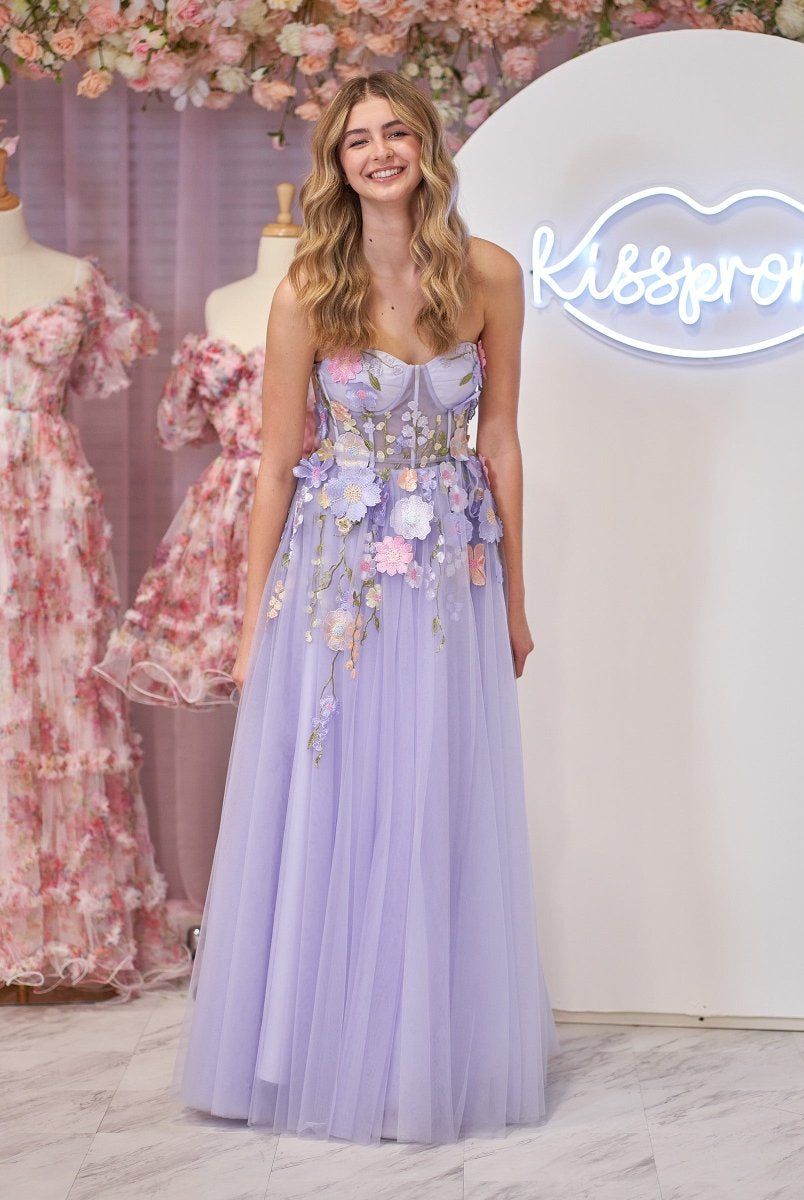 Hope |A-Line Strapless Tulle Homecoming Dress With 3D Flowers