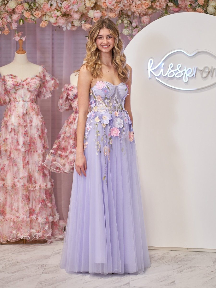 fitted lace wedding dress Hope Lavender A-Line Strapless Tulle Homecoming Dress With 3D Flowers fitted lace wedding dress Hope Lavender A-Line Strapless Tulle Homecoming Dress With 3D Flowers