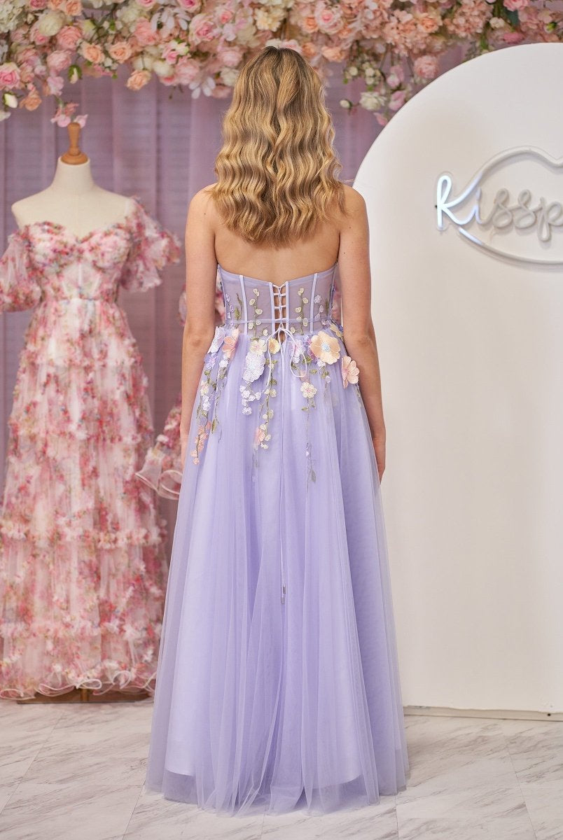 Hope |A-Line Strapless Tulle Homecoming Dress With 3D Flowers