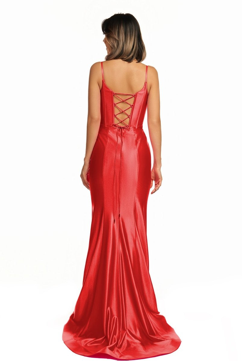 Nancy | Hot Pink Satin Simple Mermaid Prom Dress