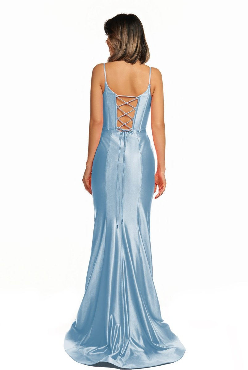 Nancy | Hot Pink Satin Simple Mermaid Prom Dress