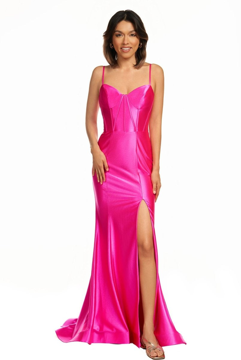 Nancy | Hot Pink Satin Simple Mermaid Prom Dress