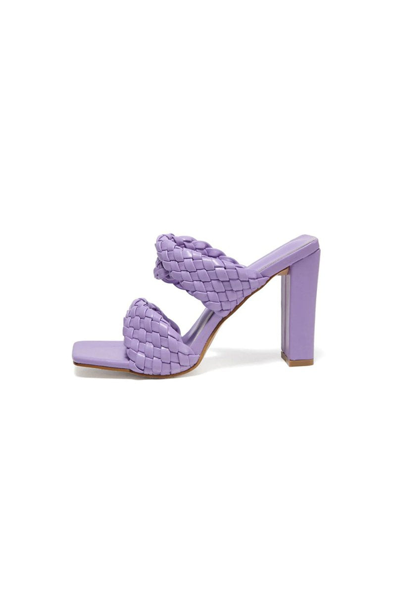 Lavender High Heels Woven Chunky Sandals - KissProm