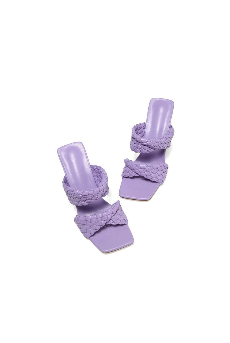 Lavender High Heels Woven Chunky Sandals - KissProm