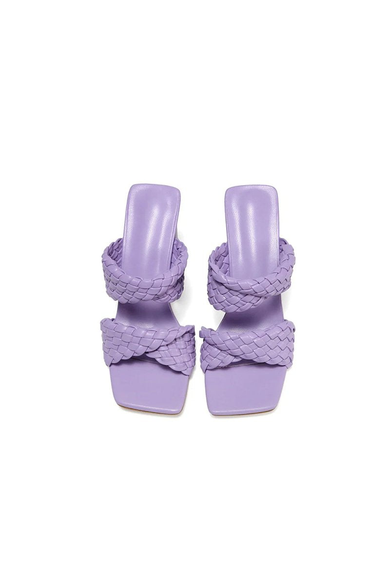 Lavender High Heels Woven Chunky Sandals - KissProm