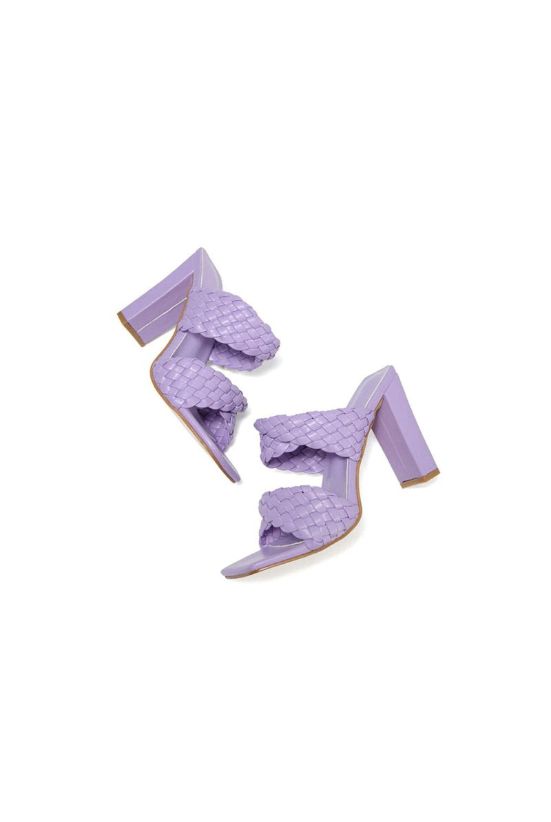 Lavender High Heels Woven Chunky Sandals - KissProm
