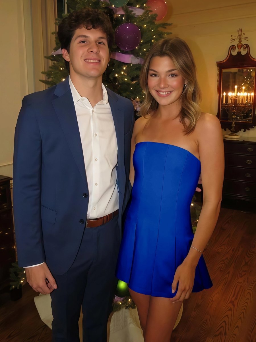 Hydrangea | Royal Blue - Strapless Satin Pleated A-line Short Homecoming Dress