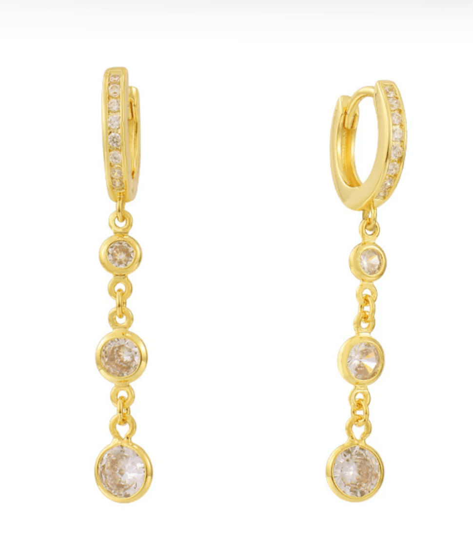 Tassel Gold Small Circle Long Earrings with Rhinestones - KissProm