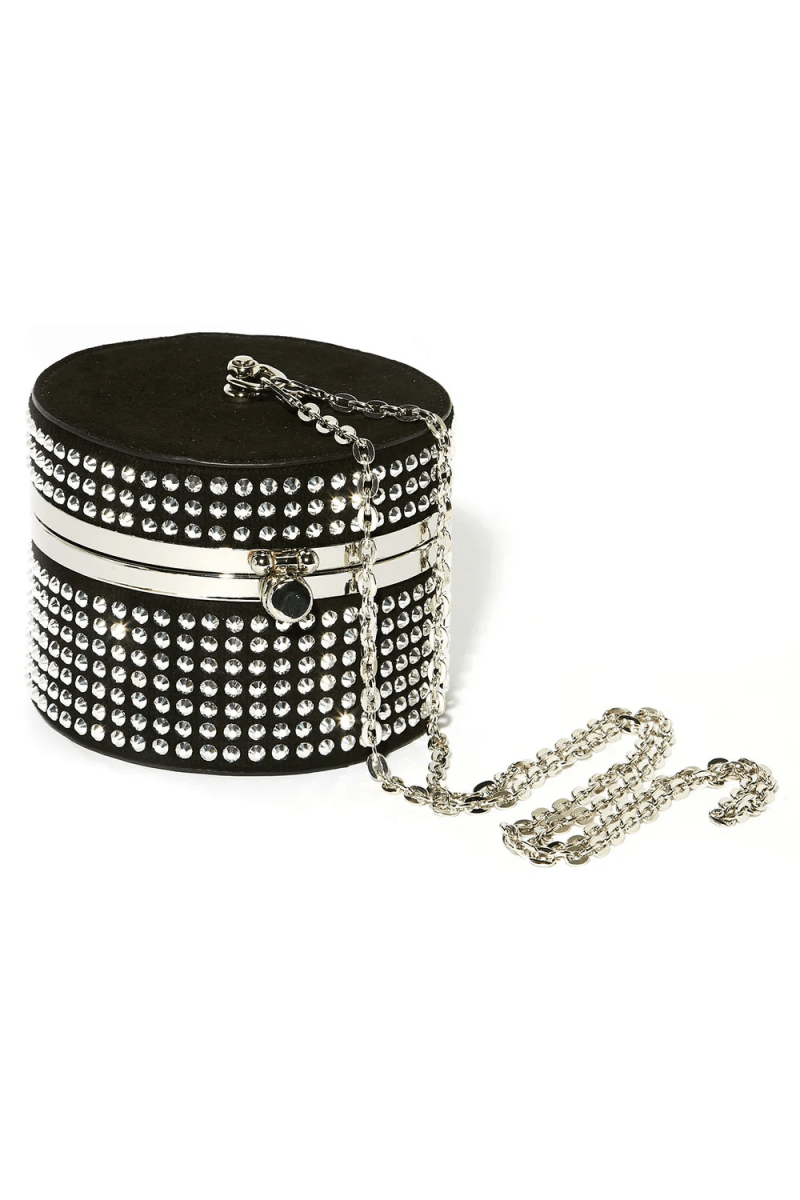 Silver Box Chain Handbag with Rhinestone - KissProm