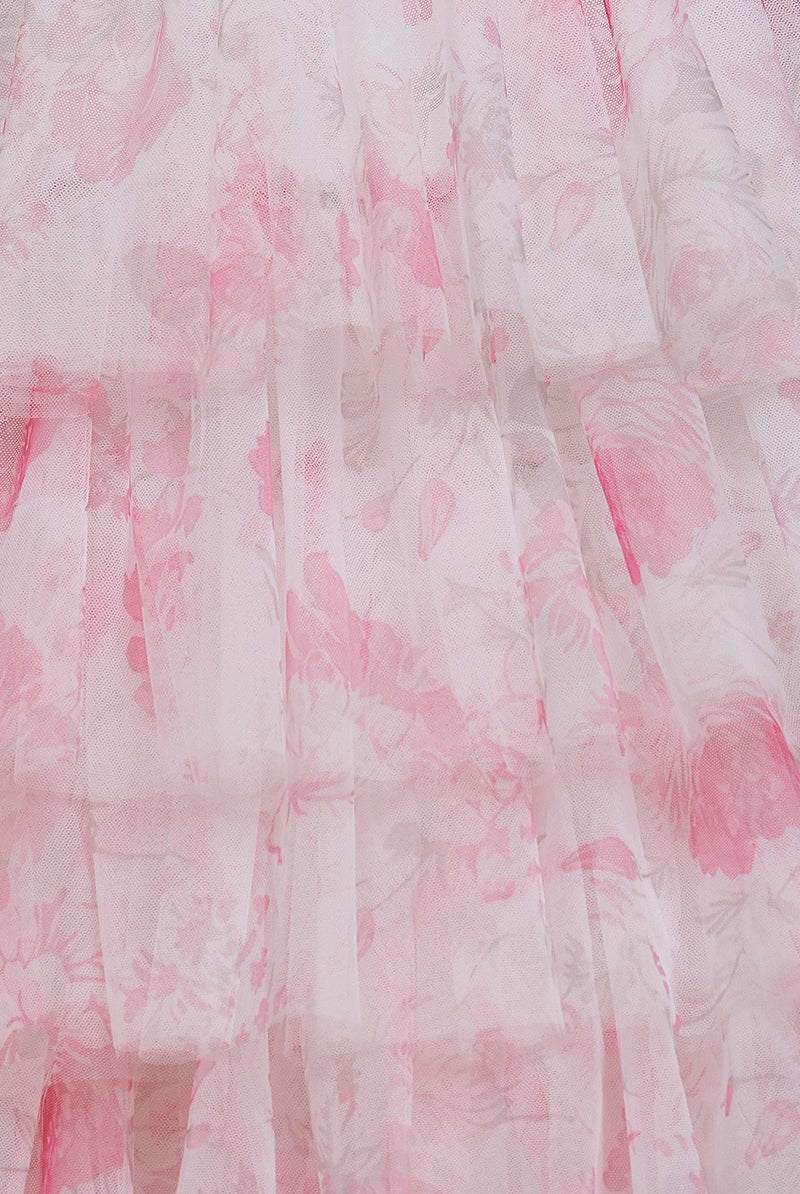 KissProm-Inari Pink A Line Floral Tulle Ruffles Halter Long Prom Dresses With Beads