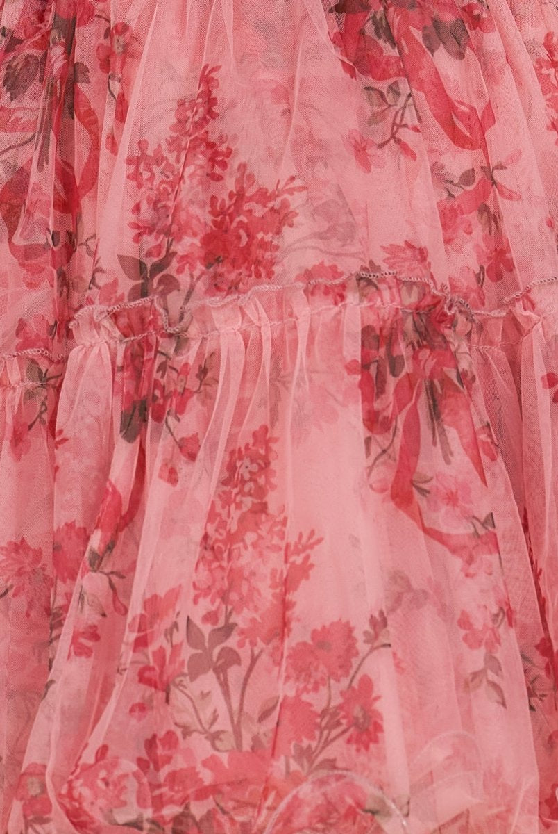 Ismeria | Pink - Strapless A-Line Floral Short Homecoming Dresses With Ruffles