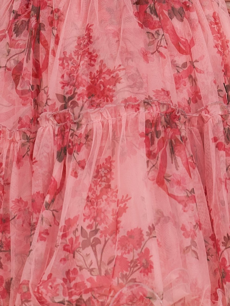 Ismeria | Pink - Strapless A-Line Floral Short Homecoming Dresses With Ruffles