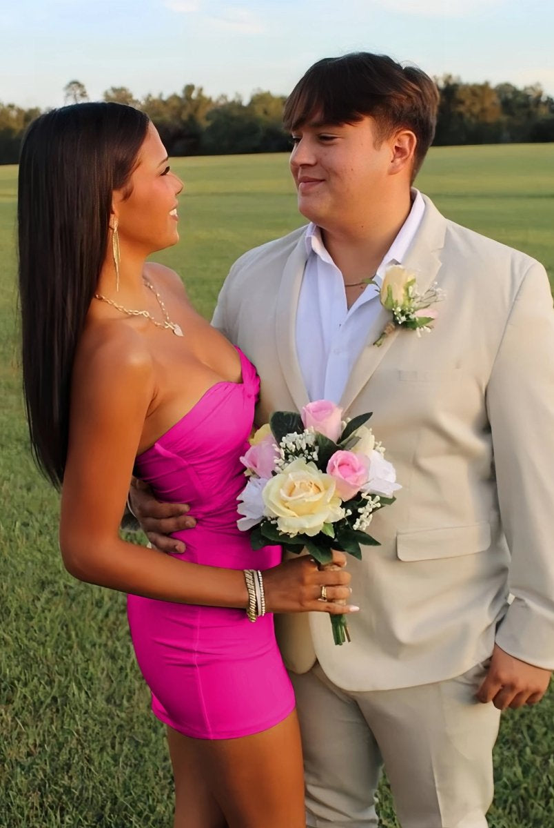 Issa | Yellow - Strapless Sheath Short Homecoming Dresses With Keyhole