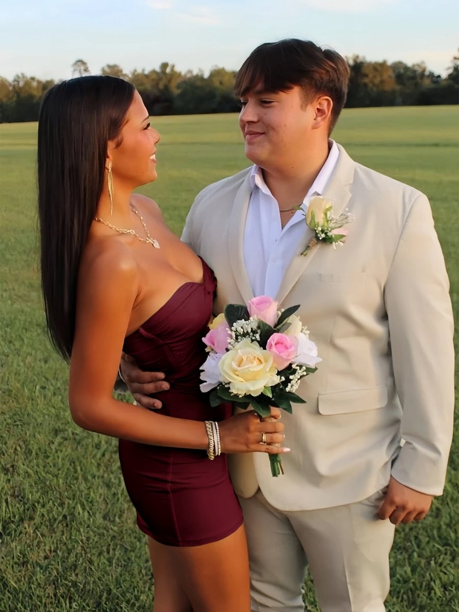 Issa | Yellow - Strapless Sheath Short Homecoming Dresses With Keyhole