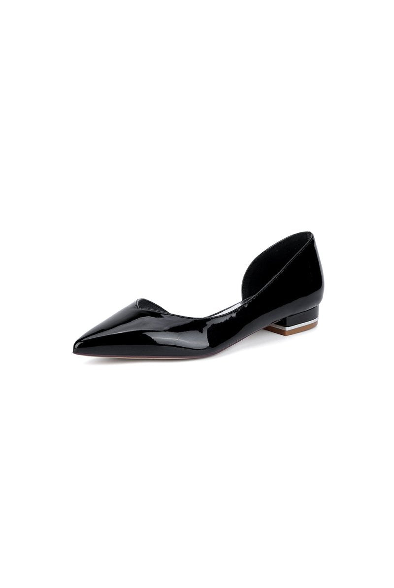 Burgundy Pointed - Toe Flats with a Sleek Finish - KissProm