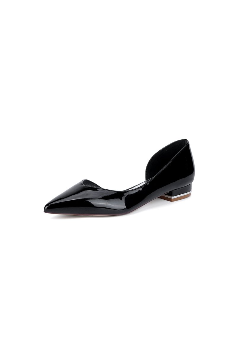 Burgundy Pointed - Toe Flats with a Sleek Finish - KissProm