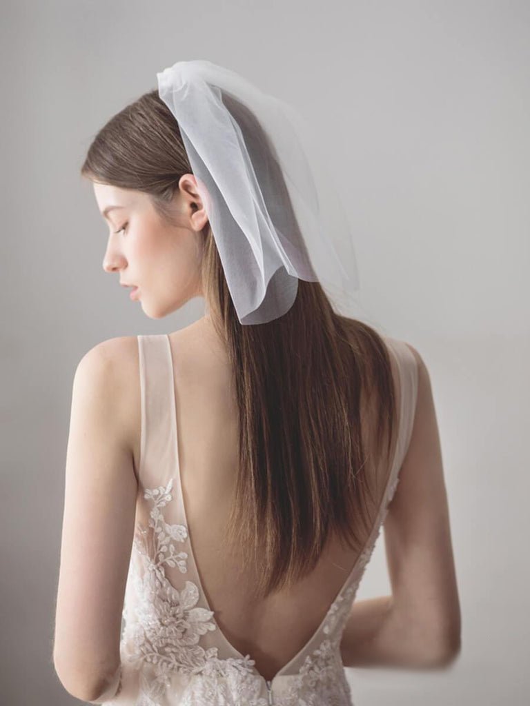 Ivory Tulle Blusher Wedding Veils Simple Bridal Veil - KissProm