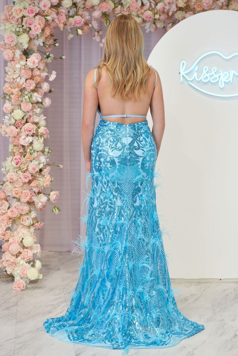 Sonia | Jade Sequin Lace V Neck Mermaid Prom Dresses with Slit