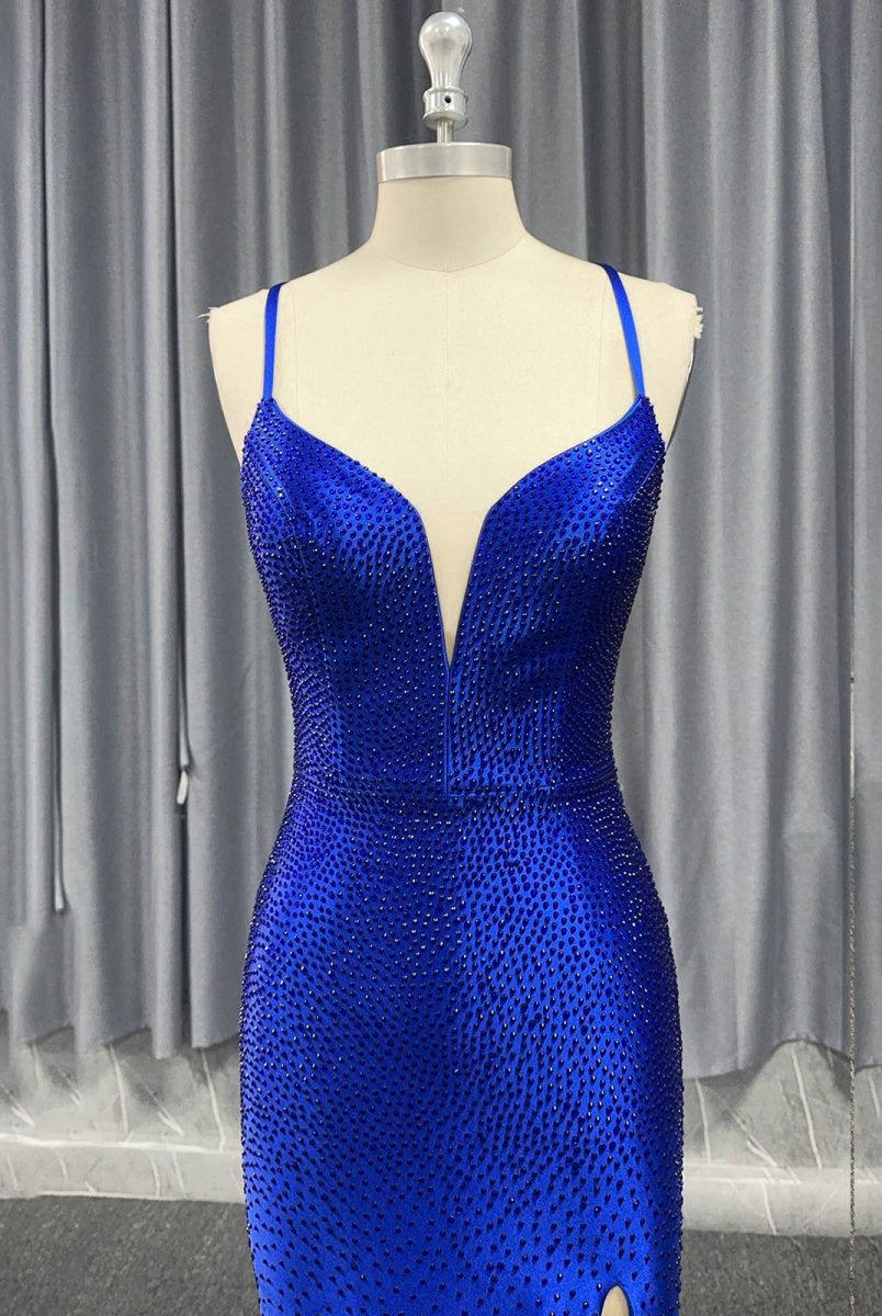 Janiyah |Mermaid V Neck Beaded Jersey Prom Dress with Slit