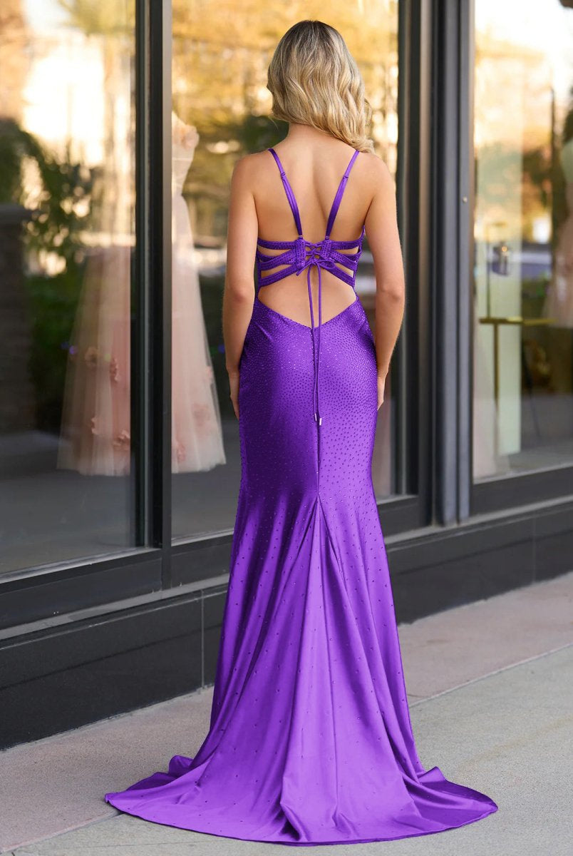 Janiyah |Mermaid V Neck Beaded Jersey Prom Dress with Slit