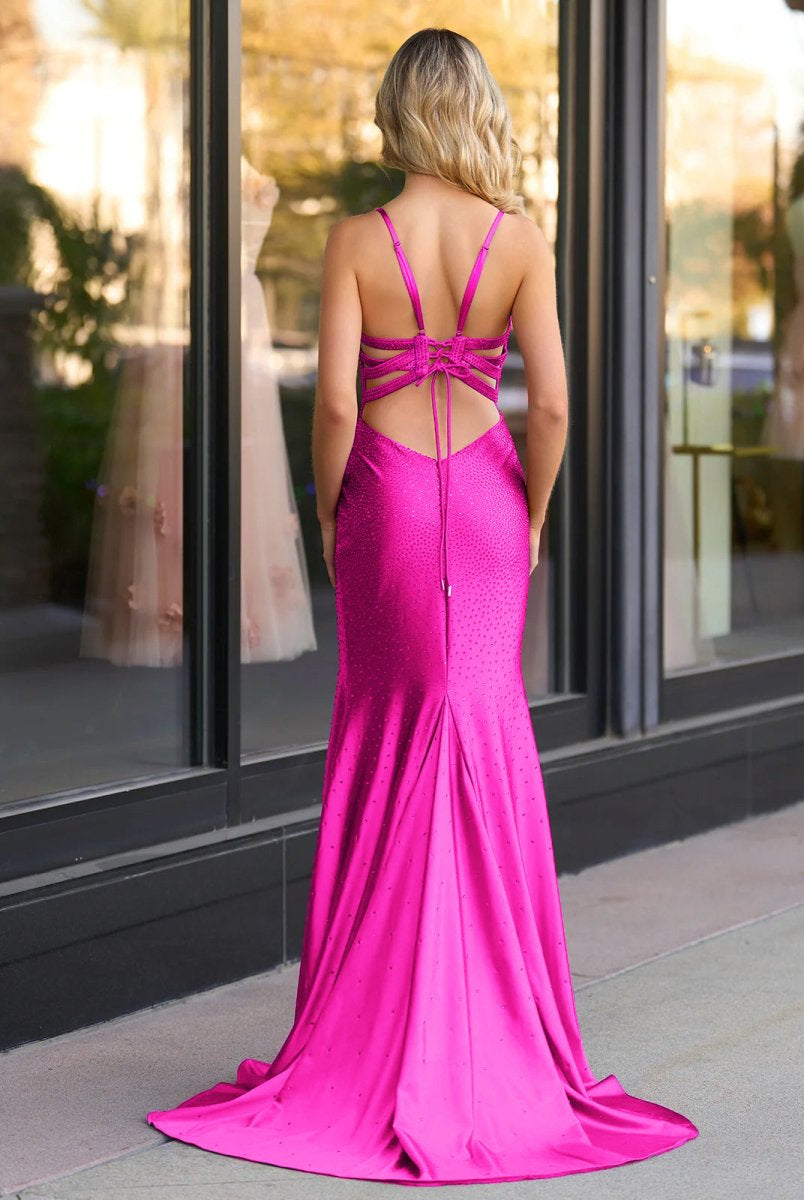 Janiyah |Mermaid V Neck Beaded Jersey Prom Dress with Slit