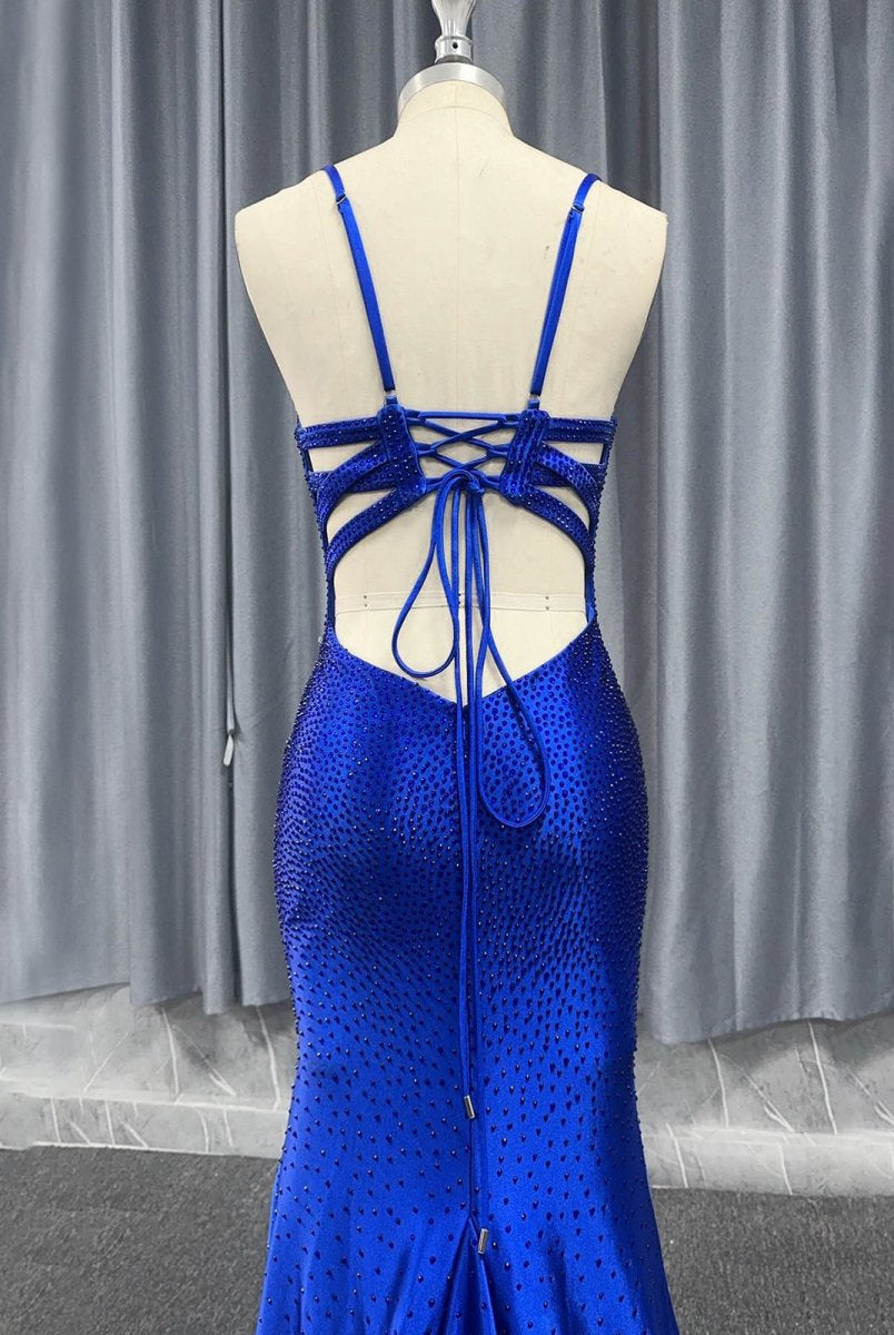 Janiyah |Mermaid V Neck Beaded Jersey Prom Dress with Slit