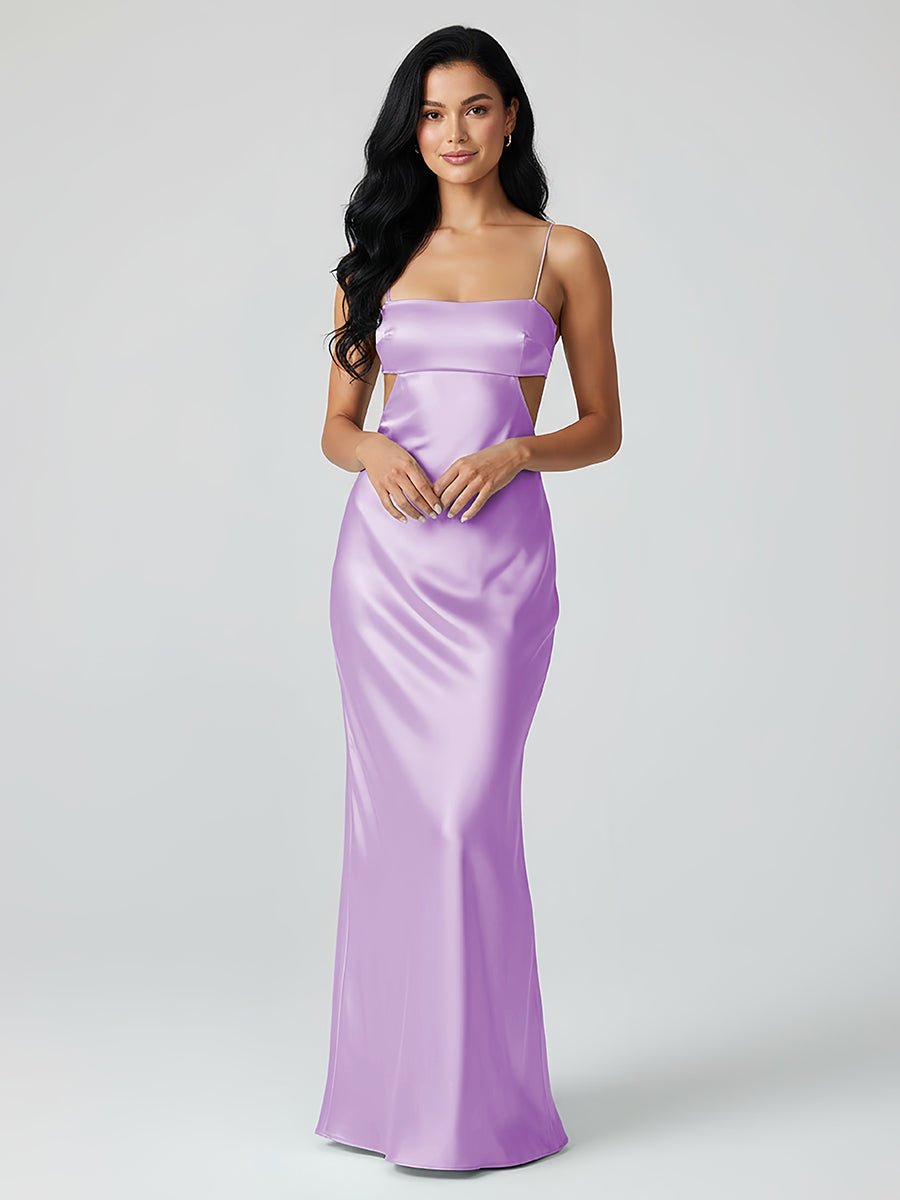 Jelissa | Spaghetti Straps Sheath Aqua Blue Prom Dress Formal Satin Party Dress - KissProm