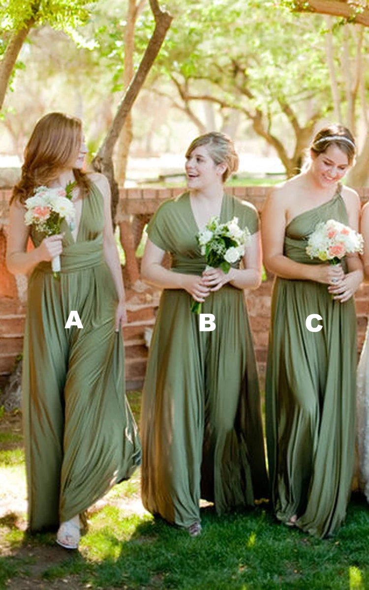 Jersey Simple Garden Bridesmaid Dress with Open Back and Sash - KissProm