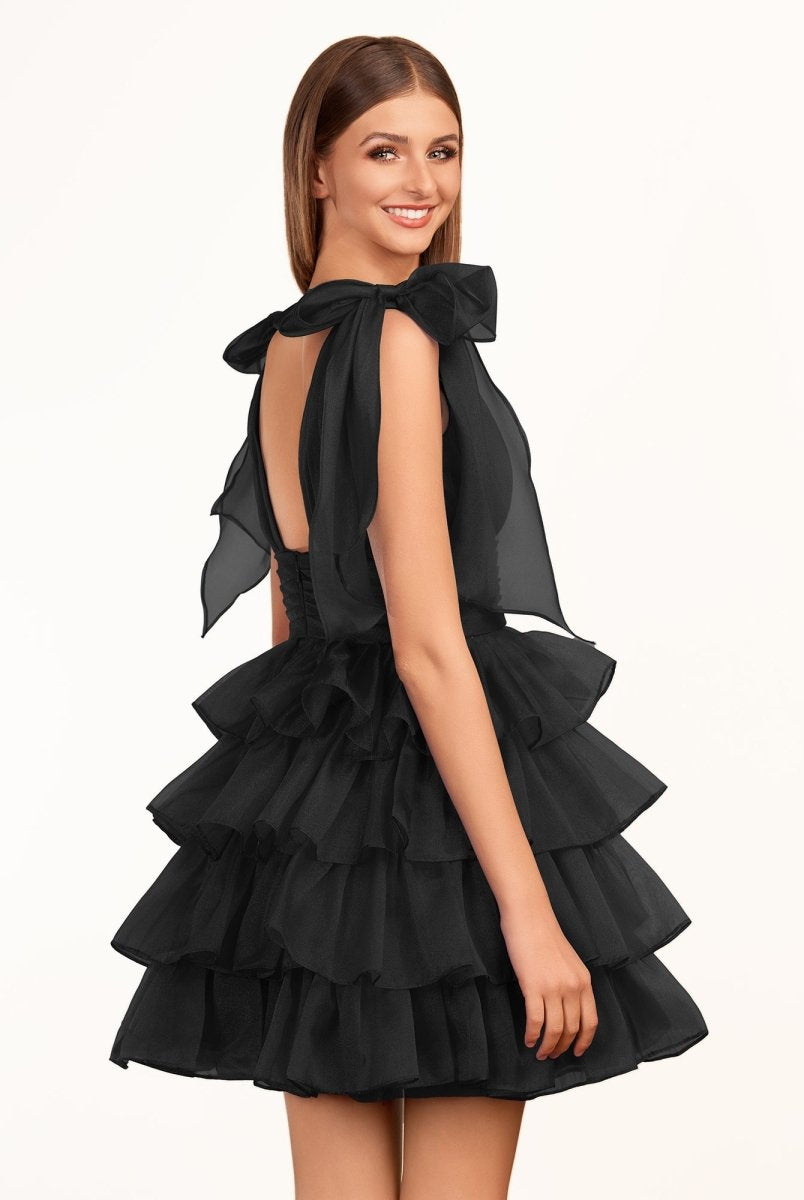 Joleen | Trendy A-Line Royal Blue Tiered Homecoming Dress with Bow