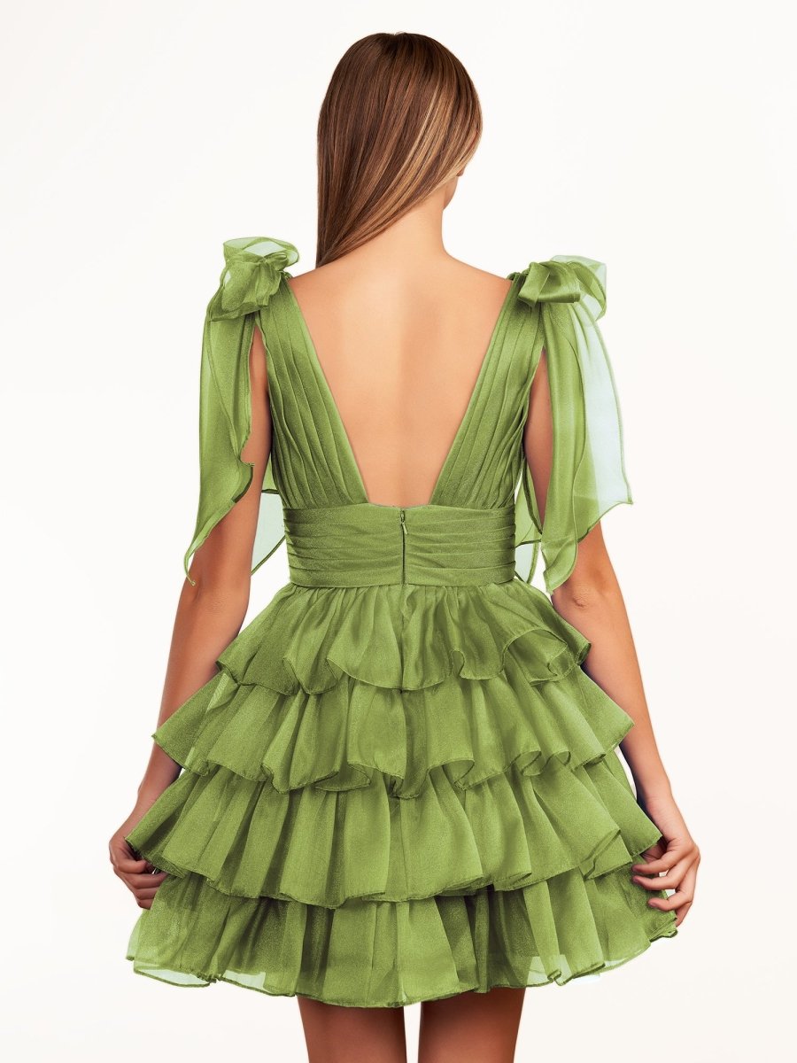 Joleen | Trendy A-Line Royal Blue Tiered Homecoming Dress with Bow