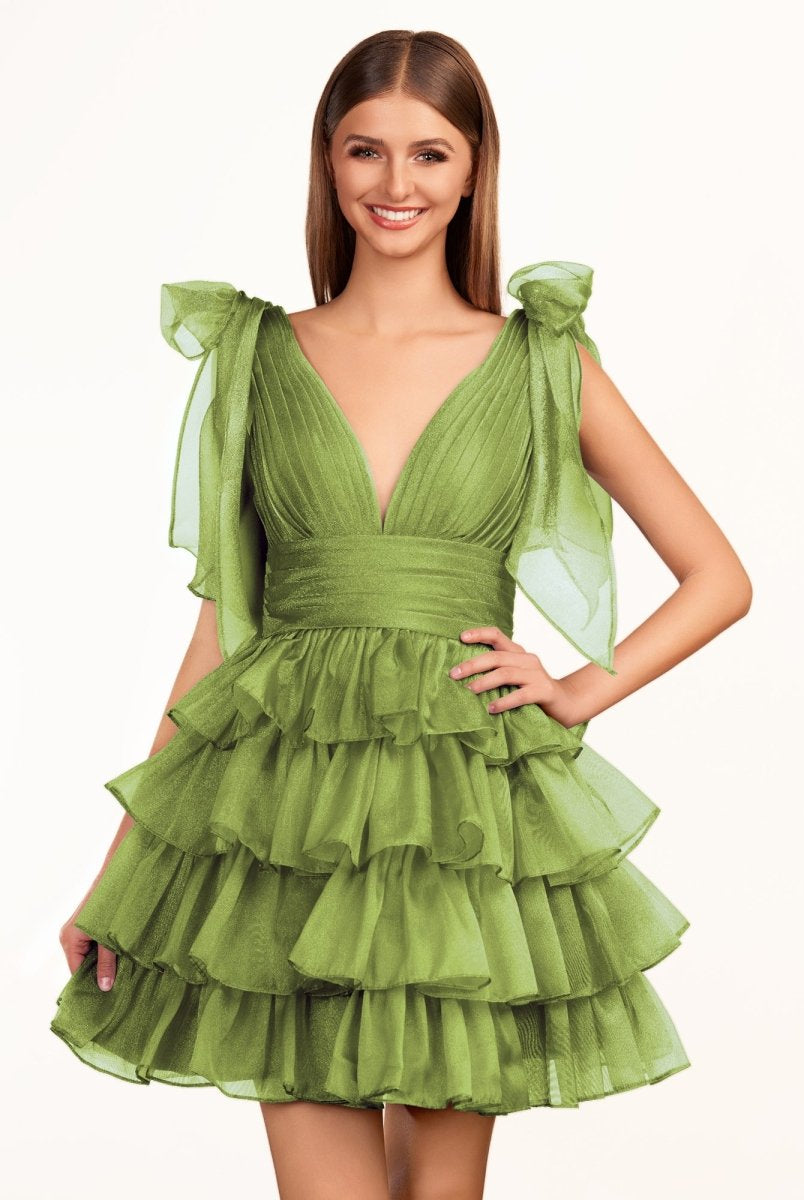 Joleen | Trendy A-Line Royal Blue Tiered Homecoming Dress with Bow