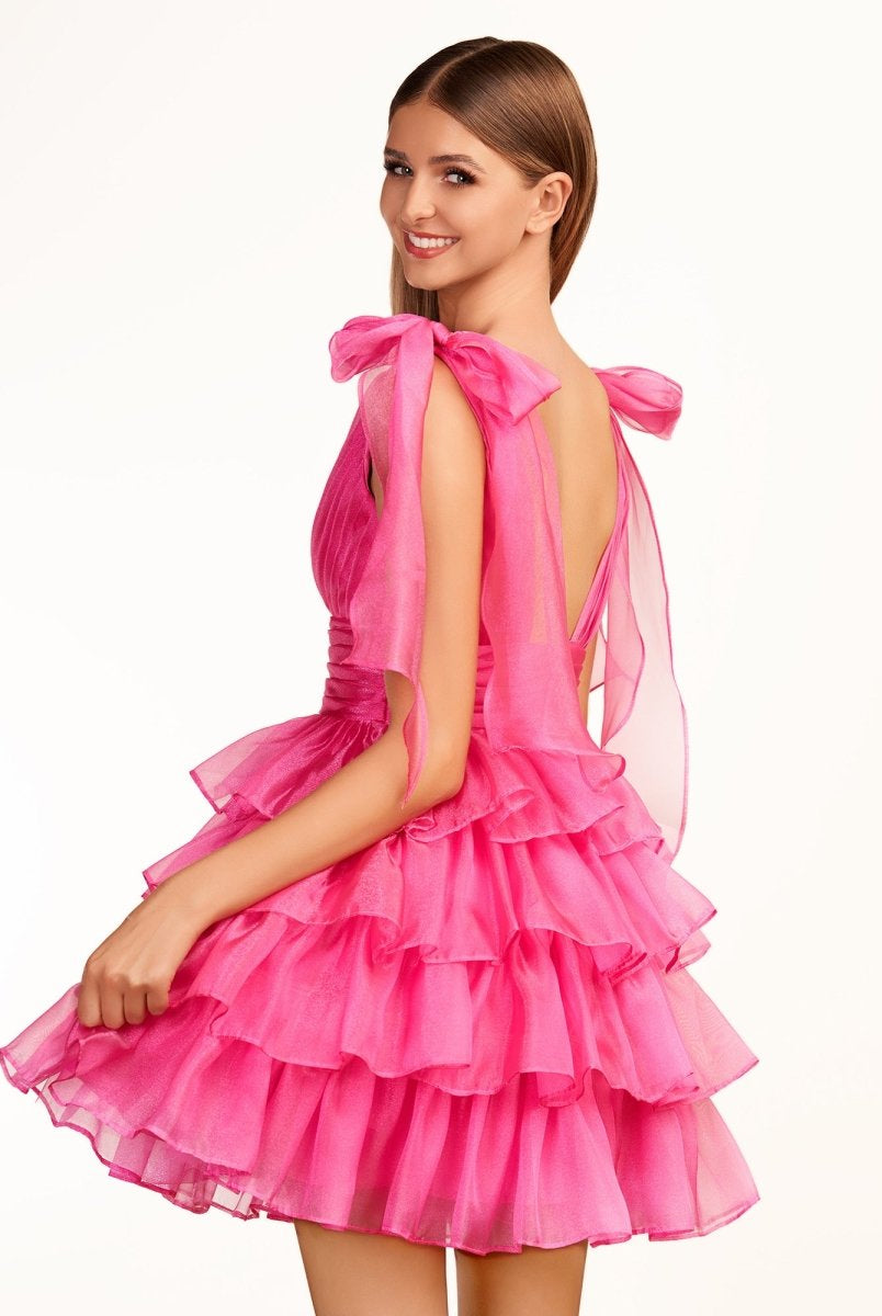 Joleen | Trendy A-Line Royal Blue Tiered Homecoming Dress with Bow