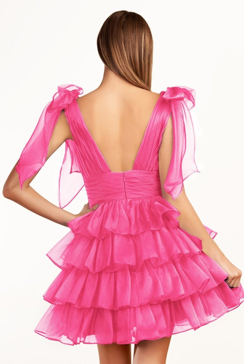 Joleen | Trendy A-Line Royal Blue Tiered Homecoming Dress with Bow