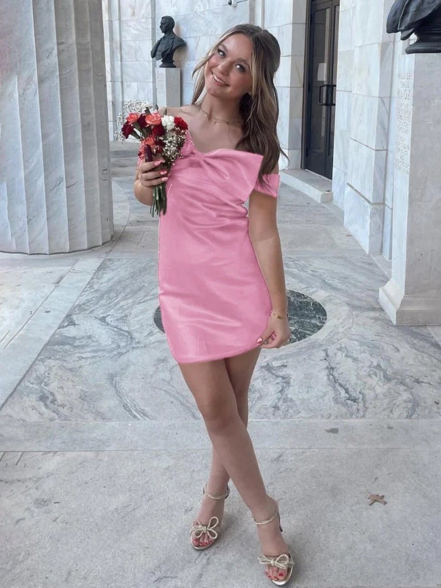Juletta | Pink - Off The Shoulder Short Homecoming Dress With Bow
