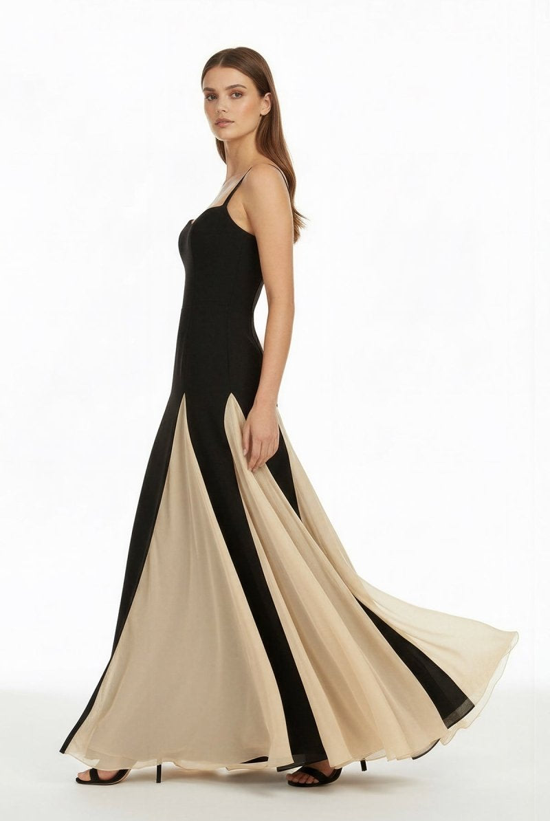 July | Champagne - Spaghetti Straps Sleeveless A Line Satin Long Prom Dresses - KissProm