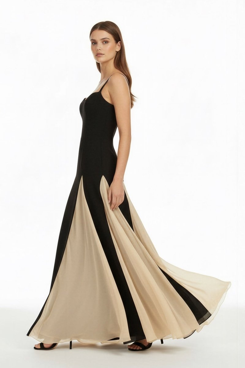 July | Champagne - Spaghetti Straps Sleeveless A Line Satin Long Prom Dresses - KissProm