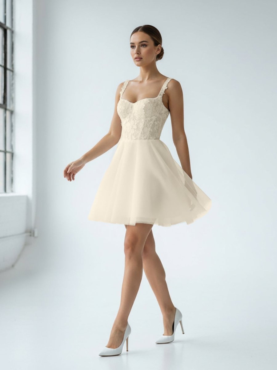 Kalina | Elegant A - Line Sweetheart Wedding Dress With Lace - KissProm